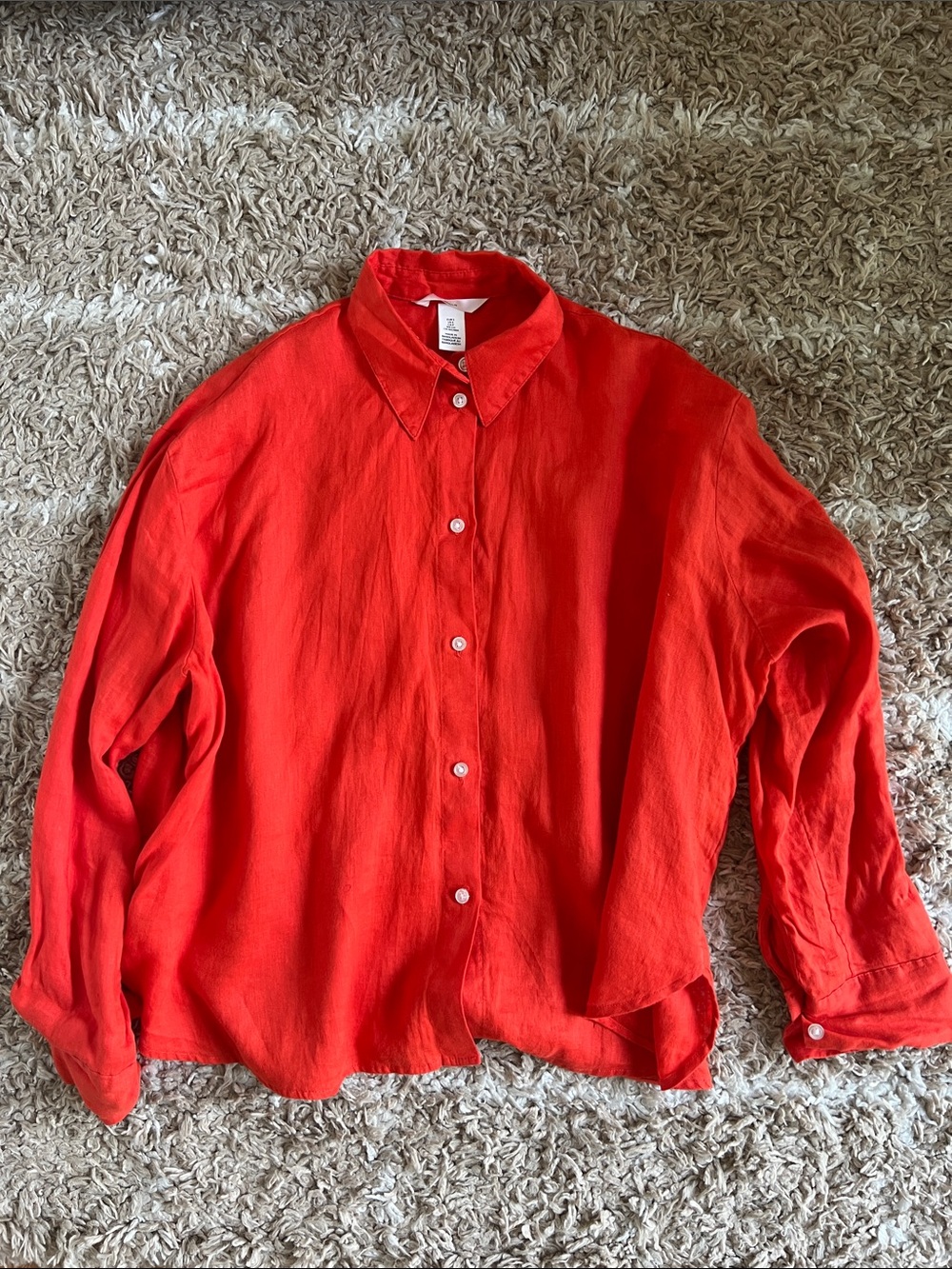 H&M Tomato Red Linen Button Down
